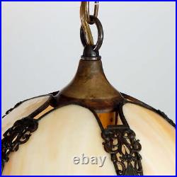 Vintage Slag Glass Pendant Ceiling Light Fixture