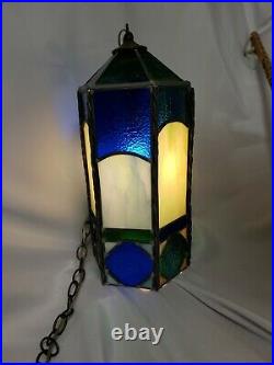 Vintage Slag Glass Pendant Lamp
