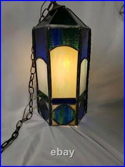 Vintage Slag Glass Pendant Lamp