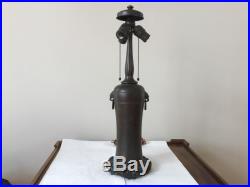 Vintage Slag Glass Reverse Painted Shade Lamp Base Signed HANDEL