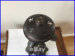 Vintage Slag Glass Reverse Painted Shade Lamp Base Signed HANDEL
