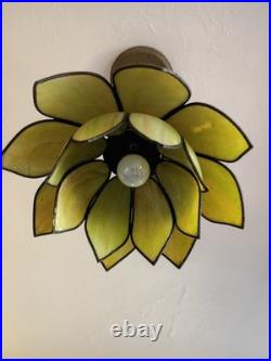 Vintage Slag Glass Shade Lotus Or Tulip Art Nouveau