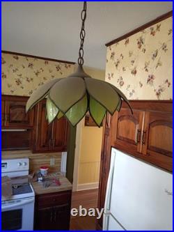 Vintage Slag Glass Shade Lotus Or Tulip Art Nouveau