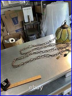 Vintage Slag Glass Style Hanging Tulip Pendant Light 8 Panel hanging chain 8 ft