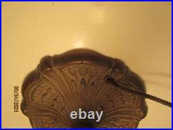 Vintage Slag Glass Table Lamp, 16 Dia, 8 Carmel Panels, Vgc