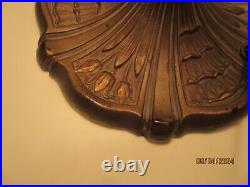Vintage Slag Glass Table Lamp, 16 Dia, 8 Carmel Panels, Vgc