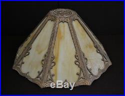 Vintage Slag Glass Table Lamp 22 Tall 8 Glass Panels