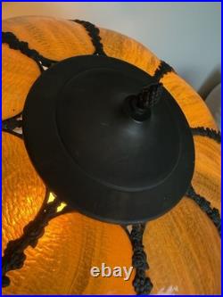 Vintage Slag Glass Table Lamp Tiffany Style 16 Panel 22 Tall