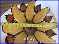 Vintage Slag Glass Table Lamp Tiffany Style 16 Panel 22 Tall