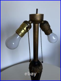 Vintage Slag Glass Table Lamp Tiffany Style 16 Panel 22 Tall