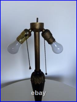 Vintage Slag Glass Table Lamp Tiffany Style 16 Panel 22 Tall