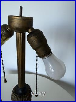 Vintage Slag Glass Table Lamp Tiffany Style 16 Panel 22 Tall