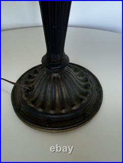 Vintage Slag Glass Table Lamp Tiffany Style 16 Panel 22 Tall
