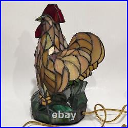 Vintage Slag Glass Tiffany Style Stained Glass Rooster Table Lamp