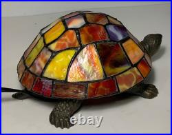 Vintage Slag Glass Turtle Night Light 9 in