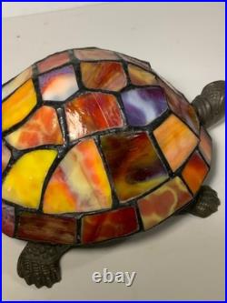 Vintage Slag Glass Turtle Night Light 9 in
