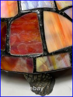 Vintage Slag Glass Turtle Night Light 9 in
