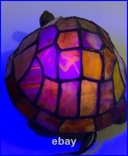 Vintage Slag Glass Turtle Night Light 9 in