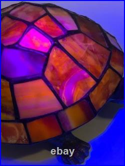 Vintage Slag Glass Turtle Night Light 9 in