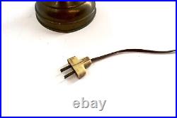 Vintage Slag Glass and Brass Table Lamp in Working Condition 20.5 Tall 12 Wide