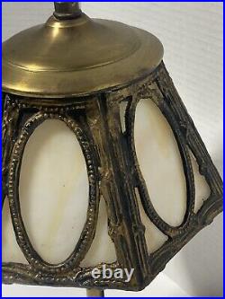 Vintage Small Slag Glass Boudoir Lamp