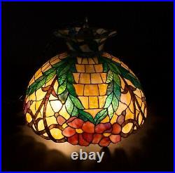 Vintage Stained Glass Ceiling Lamp Floral Design
