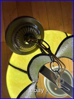Vintage Stained Glass Green Slag Hanging Light Fixture Tulip Design