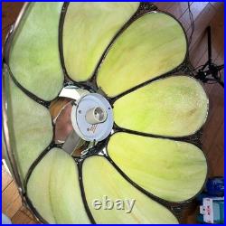 Vintage Stained Glass Green Slag Hanging Light Fixture Tulip Design