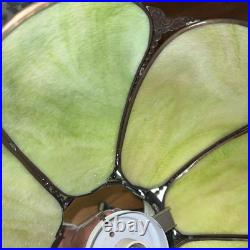 Vintage Stained Glass Green Slag Hanging Light Fixture Tulip Design