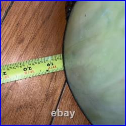 Vintage Stained Glass Green Slag Hanging Light Fixture Tulip Design