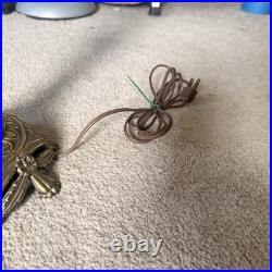 Vintage Stained Slag Glass 2 Light Parlor Tulip Table Lamp 30