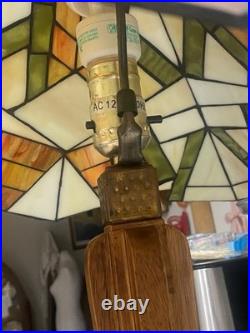 Vintage Stickley Style Arts And Crafts Slag Glass Lamp Unique Art Deco