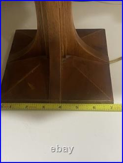 Vintage Stickley Style Arts And Crafts Slag Glass Lamp Unique Art Deco