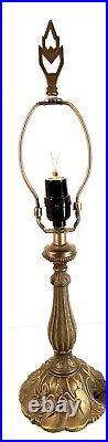 Vintage Style Slag Glass Table Lamp Brass Metal Base &Yellow-Creme Colored Shade Vintage Style Slag Glass Table Lamp Brass Metal Base &Yellow-Creme Colored Shade