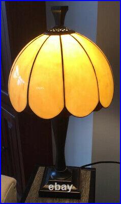 Vintage Sugar Beige Slag Glass Lamp