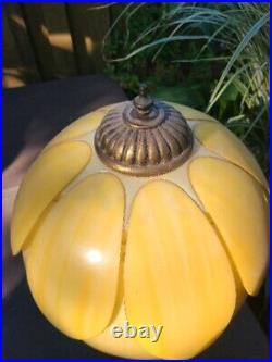Vintage Table Lamp Light 29H x 16W with TULIP or LOTUS Plastic Slag Look Shade Vintage Table Lamp Light 29H x 16W with TULIP or LOTUS Plastic Slag Look Shade