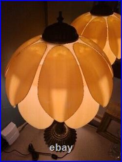 Vintage Table Lamp Light 29H x 16W with TULIP or LOTUS Plastic Slag Look Shade Vintage Table Lamp Light 29H x 16W with TULIP or LOTUS Plastic Slag Look Shade
