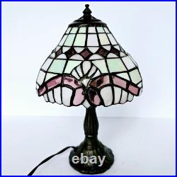Vintage Tiffa-Mini Table Lamp with Slag Glass Dome Shade Tested Working M908.4