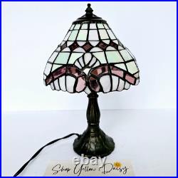 Vintage Tiffa-Mini Table Lamp with Slag Glass Dome Shade Tested Working M908.4