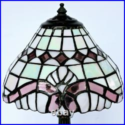 Vintage Tiffa-Mini Table Lamp with Slag Glass Dome Shade Tested Working M908.4