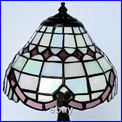 Vintage Tiffa-Mini Table Lamp with Slag Glass Dome Shade Tested Working M908.4