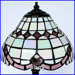 Vintage Tiffa-Mini Table Lamp with Slag Glass Dome Shade Tested Working M908.4