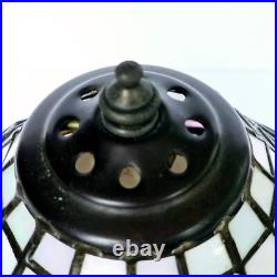 Vintage Tiffa-Mini Table Lamp with Slag Glass Dome Shade Tested Working M908.4