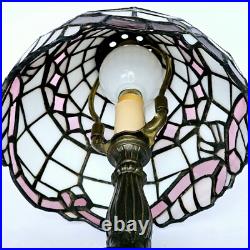 Vintage Tiffa-Mini Table Lamp with Slag Glass Dome Shade Tested Working M908.4