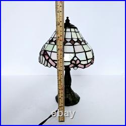 Vintage Tiffa-Mini Table Lamp with Slag Glass Dome Shade Tested Working M908.4