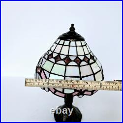 Vintage Tiffa-Mini Table Lamp with Slag Glass Dome Shade Tested Working M908.4