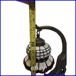 Vintage Tiffany Slag Style Stretching Cat Sculpture 15 Table Lamp Heavy Works