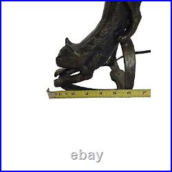Vintage Tiffany Slag Style Stretching Cat Sculpture 15 Table Lamp Heavy Works