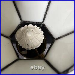 Vintage Tiffany Style Double Light Slag Glass Lamp Cast Metal Neoclassical Base