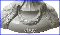 Vintage Tiffany Style Double Light Slag Glass Lamp Cast Metal Neoclassical Base